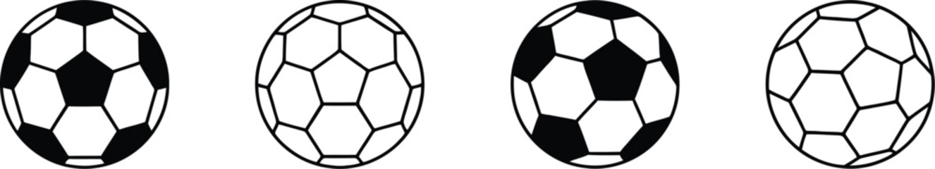 football or soccer ball icon set in different styles, Soccer ball icon, football icons, Vector illustration ! © ᗰᗩᐯI'S