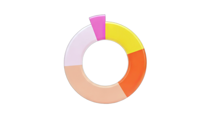 Colorful 3D Pie Chart Illustrating Data Analysis on White