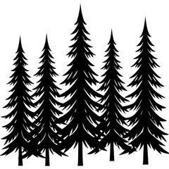 Fototapeta premium Minimalist Pine Forest Silhouettes Clean Row Simple Trees