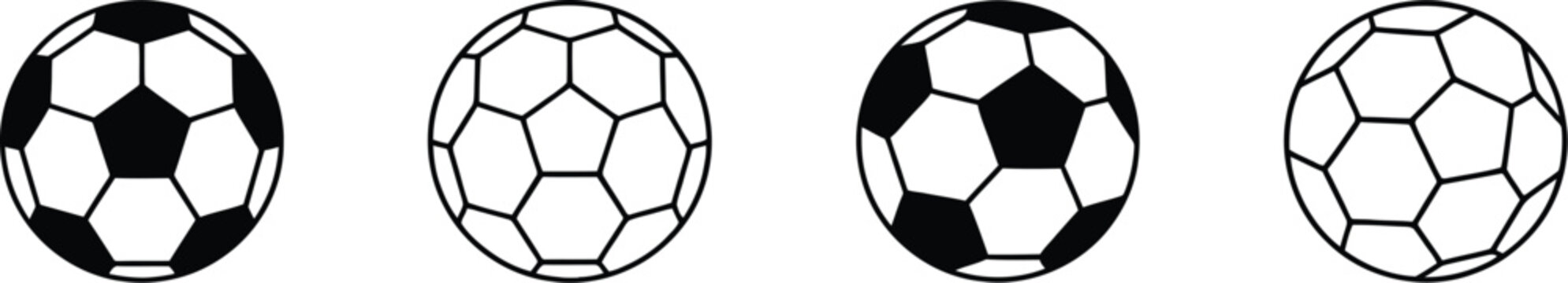 football or soccer ball icon set in different styles, Soccer ball icon, football icons, Vector illustration !