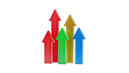 Colorful Arrows Pointing Upward on White Background