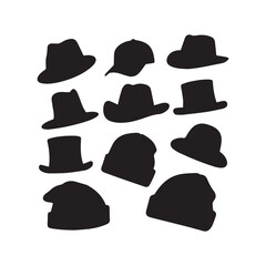 Hat Silhouettes Collection,Hats Silhouettes,Vector Hat Silhouettes,Fashion Headwear Silhouettes,hat vector