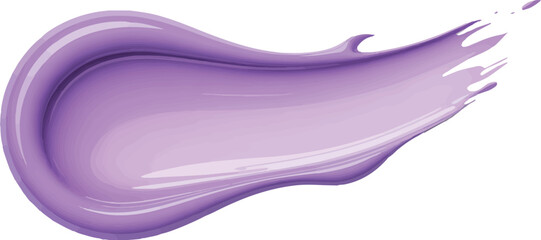 Purple cosmetic cream texture, paint smear on transparent backdrop, liquid makeup stroke, beauty product art