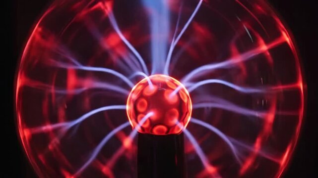 A plasma ball displaying electric discharge and light phenomena for scientific curiosity and educational exploration