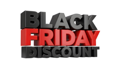 Bold 3d text black friday discount sale promotion isolated on transparent background