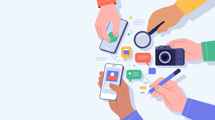 Collaborative Digital Marketing and Content Creation Concept