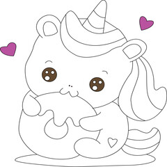 Baby Unicorn coloring page for kids