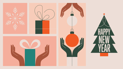 Vibrant New Year's Eve Celebration Illustration with Gifts and Snowflake © MdRafiqul