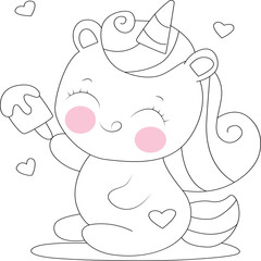 Baby Unicorn coloring page for kids
