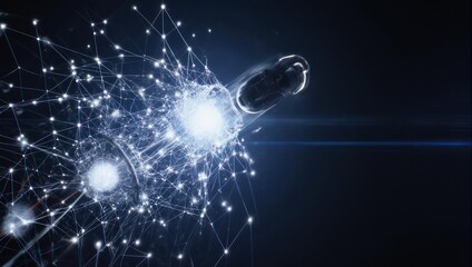 Abstract Neural Network Connections Glowing With Light.