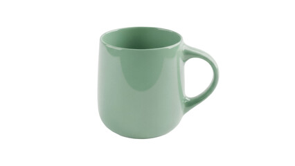 Light green ceramic mug isolated PNG, minimalist design coffee cup for hot beverages on transparent background