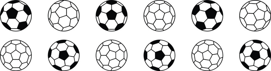 Obraz premium football or soccer ball icon set in different styles, Soccer ball icon, football icons, Vector illustration !