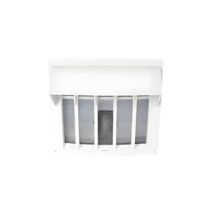 White Plastic Exterior Vent Hood with Louvers and Insect Screen