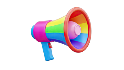 Colorful Megaphone Announcing Pride on White Background