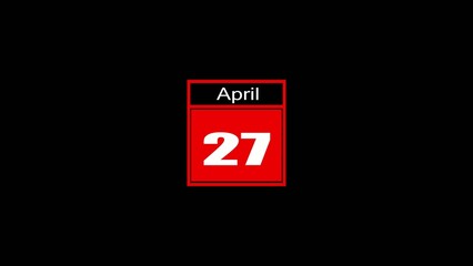 Calendar showing April 27 with red Generate title without using the word "Title:" before it. background and bold white date number twentyseven