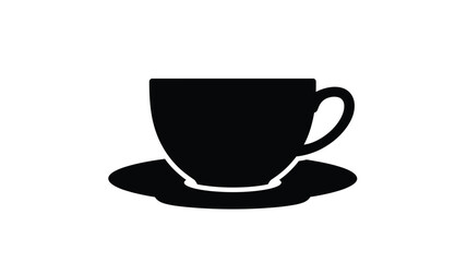 A simple black teacup and saucer design a striking silhouette