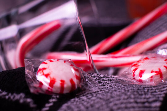 Peppermint isolated in front of other variations of mint. 