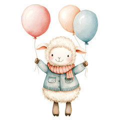 Watercolor sheep. Perfect for adding a cozy, rustic touch to any creative project, these high-quality PNG files are ideal for invitations, greeting cards, nursery art, scrapbooking