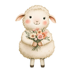 Watercolor sheep. Perfect for adding a cozy, rustic touch to any creative project, these high-quality PNG files are ideal for invitations, greeting cards, nursery art, scrapbooking