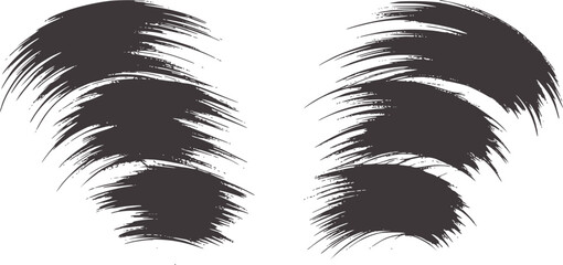 Obraz premium Symmetrical black ink feather brush strokes white