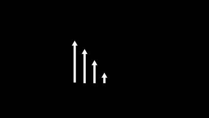Four Generate title without using the word "Title:" before it. white upward arrows in ascending order on a black background title generate