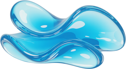 Abstract blue liquid form with smooth curves and glossy reflections
