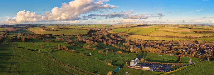 Aerial View of famous golf club in Marlborough, Wiltshire, England