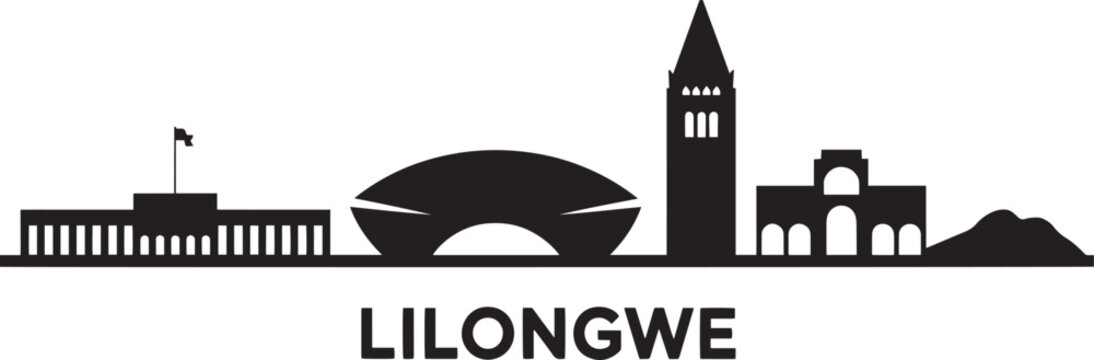 Lilongwe malawi skyline vector silhouette with famous landmarks and cityscape
