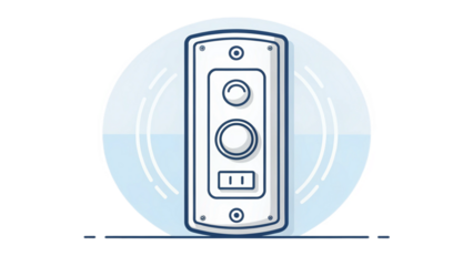 "Minimal vector of a doorbell button, daily home use icon, outline style, transparent background"