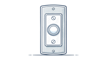 "Minimal vector of a doorbell button, daily home use icon, outline style, transparent background"