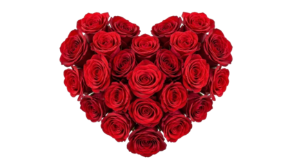 Red Roses Arranged in Heart Shape on Transparent Background PNG