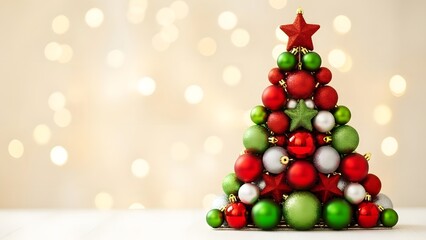 Obraz premium Christmas decoration on tree shape with bokeh effect