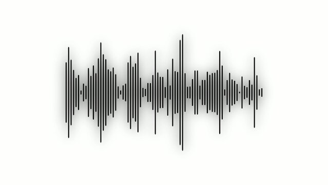 Generate title without using the word "Title:" before it. Black audio waveform pattern with symmetrical peaks and valleys on a transparent background sound