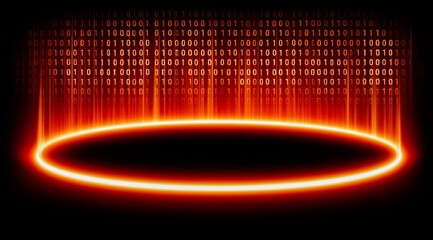 Glowing red circle with a black background. The circle is surrounded by a series of numbers