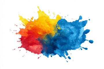 Colorful Abstract Paint Splash With Watercolor Texture and Transparency on White Background in High Detail