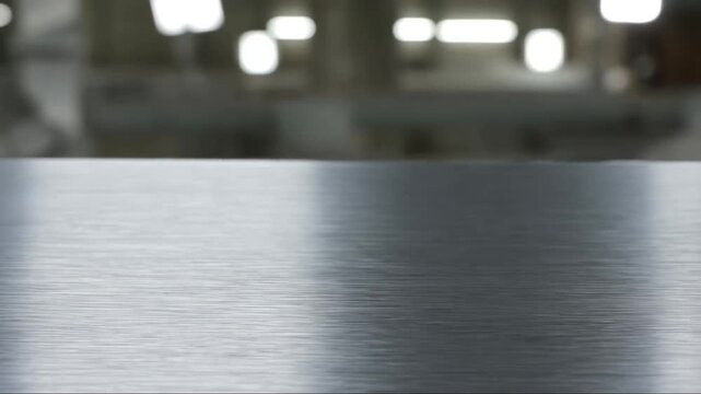 Close up panoramic view of a sheet of metal ready to be cut.