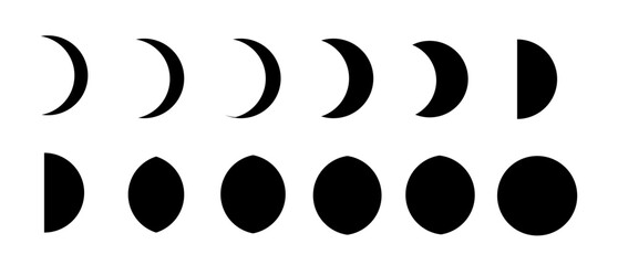 Phases of the Moon illustration. Earth satellite icons