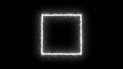 Generate title without using the word "Title:" before it. White glowing square frame with jagged edges on a dark background © My studio