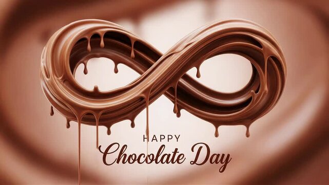 Chocolate infinity symbol with happy chocolate day text on brown background
