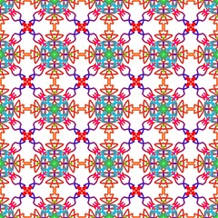 Bright Colorful Seamless Pattern Repeating Abstract Ornament Background for Textile Fabric Wallpaper Digital Paper Print Design and Decoration