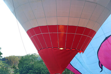 	
Hot air balloons being inflated in the Ardennes	