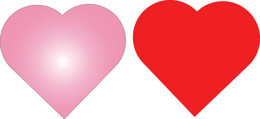 Two Hearts Vector Graphic: Red Solid and Pink Gradient Love Symbol
