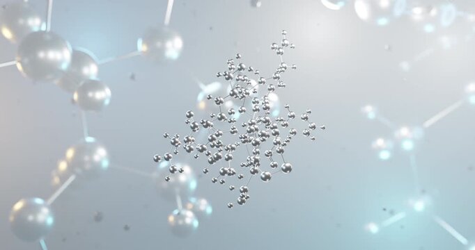 Terlipressin rotating 3d molecule, molecular structure of vasopressin analogue seamless video
