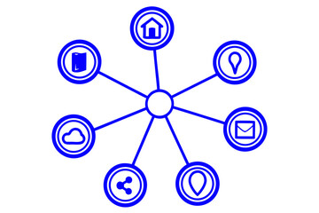 Flat Vector Radial Infographic with Central Circle and Six Connected Nodes &mdash; Modern Minimal Design