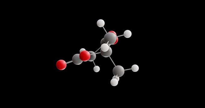 Meldrum's acid molecule, rotating 3D model of isopropylidene malonate, looped video on a black background
