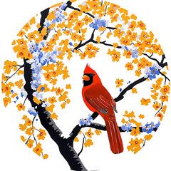 watercolor Red Cardinal.Ideal for Christmas projects, greeting cards, invitations, and nature-themed designs