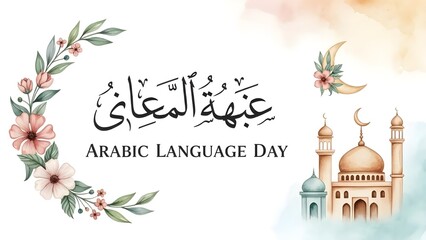 Arabic language day celebration isolated on white background