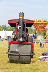 	
Vintage Steam Traction engine in a field	