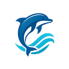 Dolphin leaping over a stylised wave



