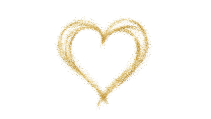 Glowing yellow heart symbol isolated on transparent background